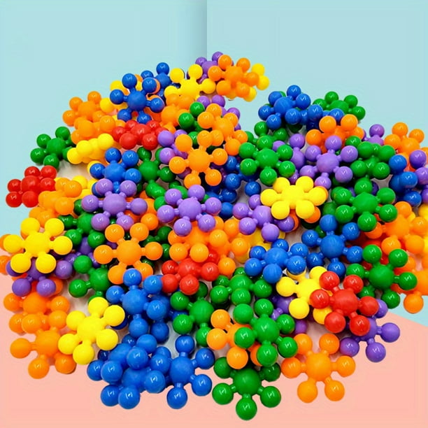 115pcs Children's Plum Blossom Building Blocks, Splicing Early Education Parent-child Educational Toys, Assembling Three-dimensional Snowflake Chips Above Building Blocks Sticks