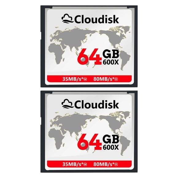 Tarjeta CF Cloudisk 64 GB Pack de 2 600X Rendimiento 2.0