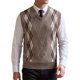 thumbnail image 1 of INSPIRE CHIC Chaleco de Punto Clásico sin Mangas para Hombre con Cuello en V y Diseño de Rombos S Marrón, 1 of 6