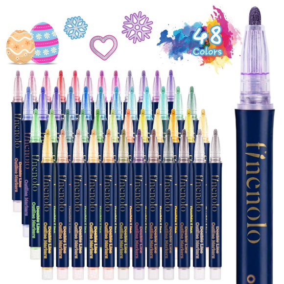 Set de marcadores finenolo de 48 colores con doble línea y brillo