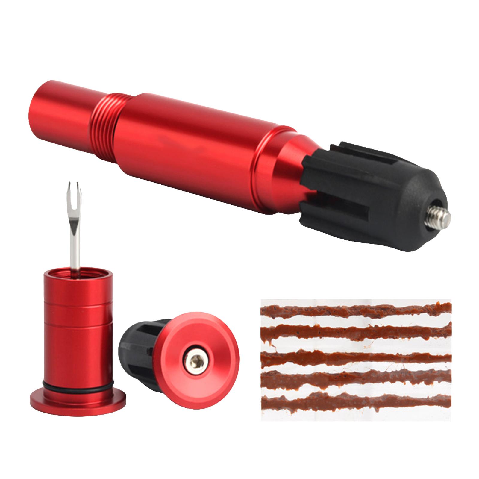 Magideal - Con 5 Tiras De Goma De Reparación De Neumáticos Sin Cámara De Bicicleta Incluye Recipiente De Almacenamiento Herramientas De Reparación De , Rojo