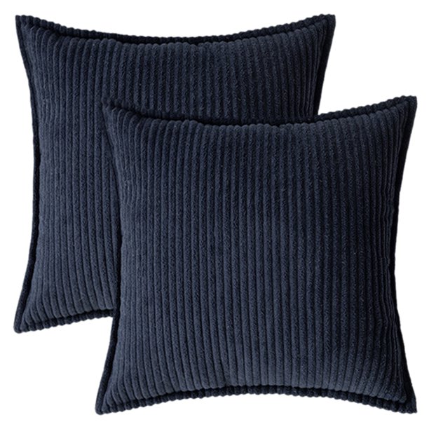 REGALWOVEN Fundas de Cojín Decorativas a Rayas Paquete de 2 Fundas de Almohada Suaves para Sofá Decoración del Hogar Azul Marino 20 x 20 Pulgadas