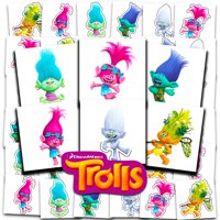Tatuajes Temporales Dreamworks Trolls, 72 Unidades, Para Fiestas Infantiles