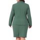 thumbnail image 4 of Agnes Orinda Conjunto de Traje de Negocios para Mujer de Talla Grande de 2 Piezas con Solapa con Muesca, Botones, Blazer y Faldas Lápiz Midi con Bolsillo 1X Verde, 4 of 8