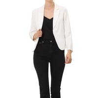 Inspire Chic - Blazer Chic Para Mujeres, Abierto Al Frente, Ideal Para El Trabajo, Chaqueta De Traje Corta De Verano, Color Blanco Sólido