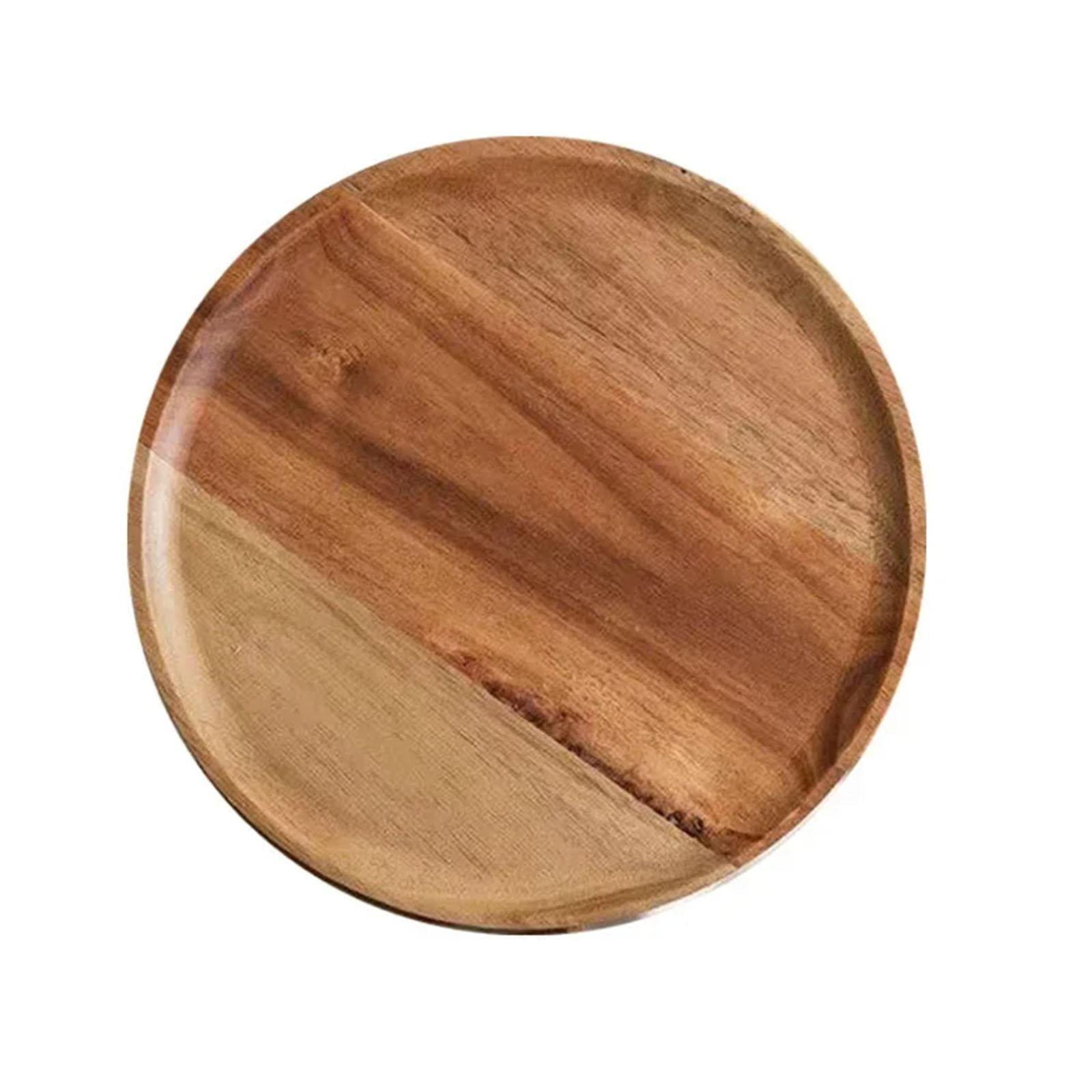 Bothyi - Bandeja Redonda De Madera Para Servir Aperitivos, Plato De Madera Multiusos Para Té Y Fruta