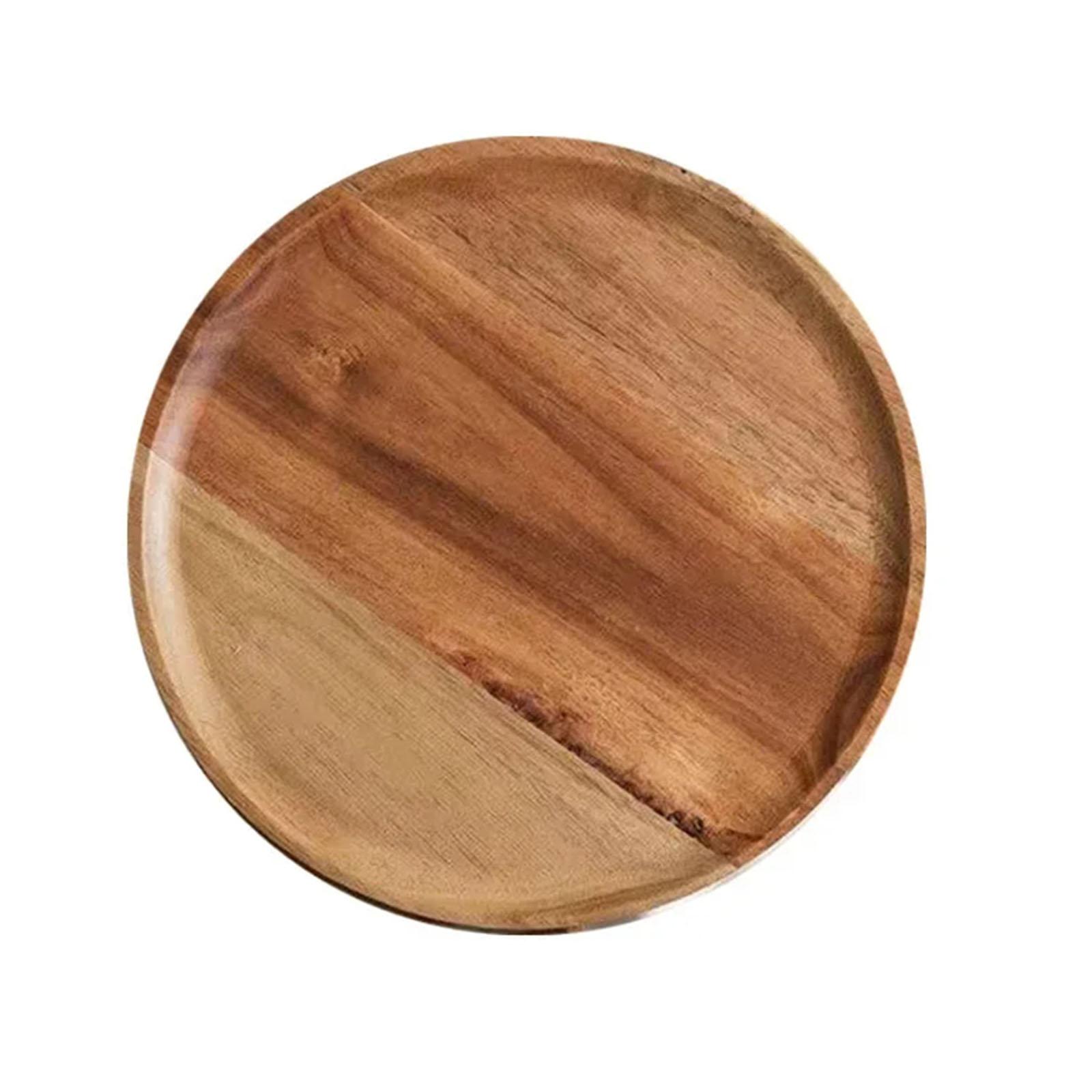 Bothyi - Bandeja Redonda De Madera Para Servir Aperitivos, Plato De Madera Multiusos Para Té Y Fruta