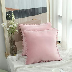 Veatool - 2 Fundas De Almohada Cuadradas De Terciopelo Blando, Fundas De Almohada Decorativas De 40 X 40 Cm, Con Bolas De Terciopelo, Para Sofás De Decoración Familiar, Reposabrazos, Etc.