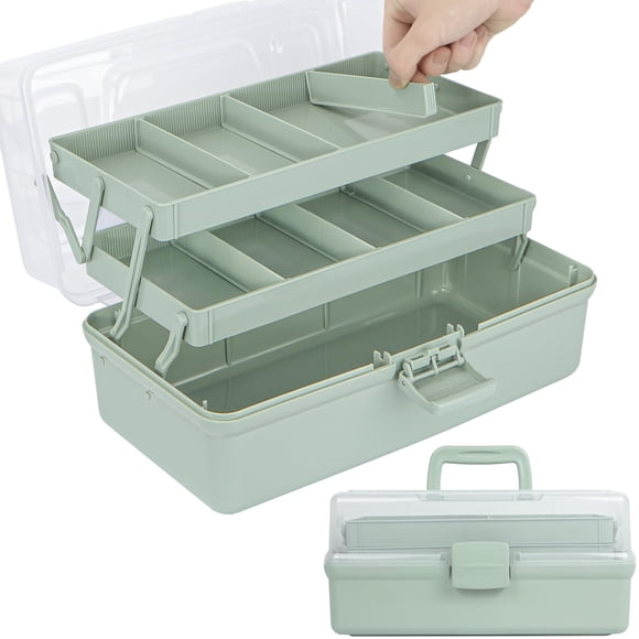 Caja de Herramientas TERGOO 36 cm 3 Niveles Verde Haze Portátil