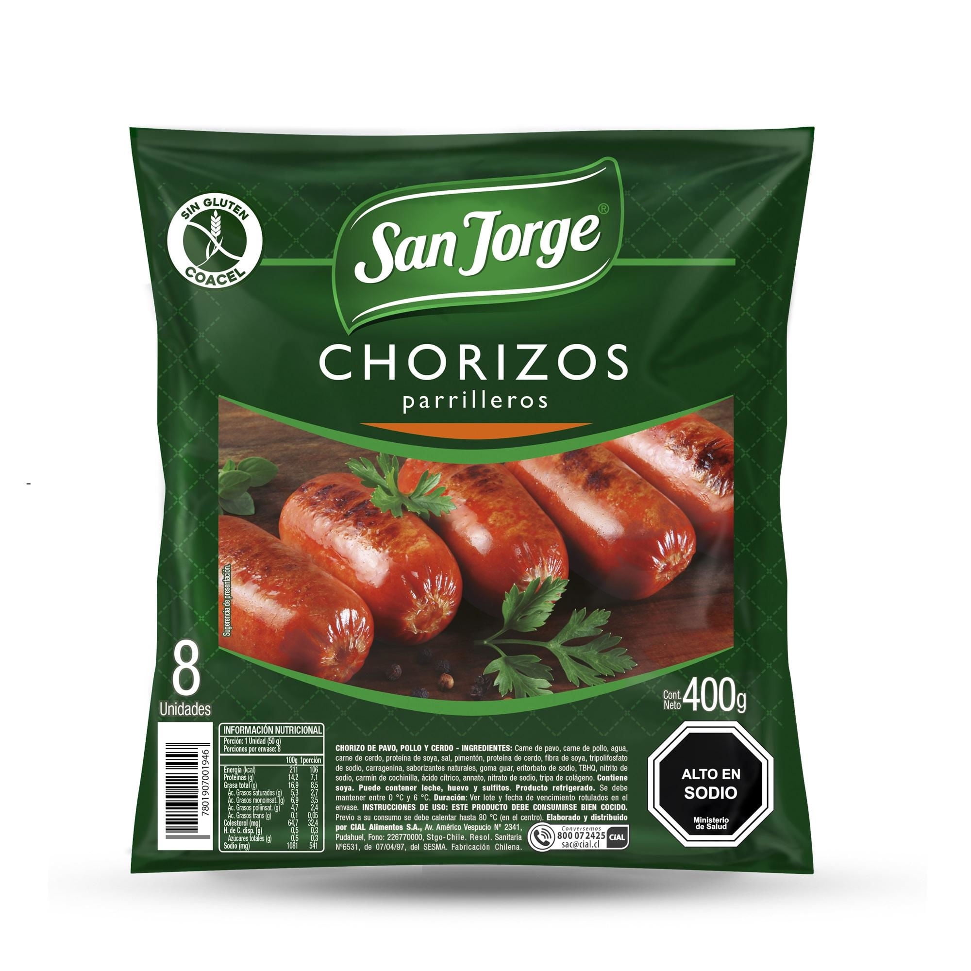 Chorizo Parrillero 8 Un 400 g San Jorge