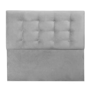 Espacio Hogar - Respaldo Botone Premium King Felpa Gris Plata