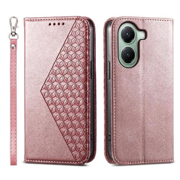 Funda Flip FOXDOCK para Xiaomi Poco X7 Pro , Estilo Billetera con Diseño Rombo, Correa de Mano y Soporte, Uso Diario