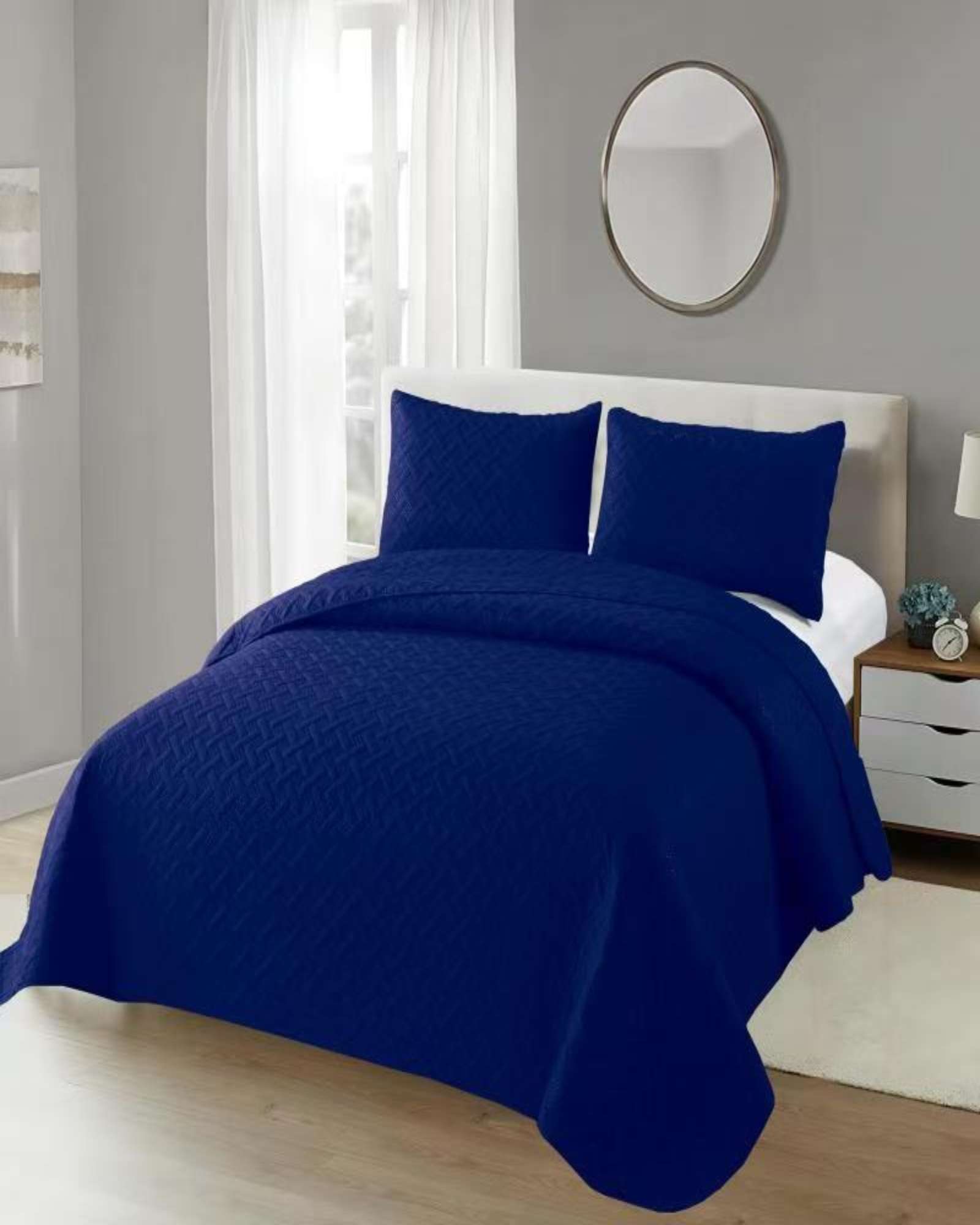 Genérico - Cubrecama Colchas Quilt De Verano Plaza Y Media Azul Marino