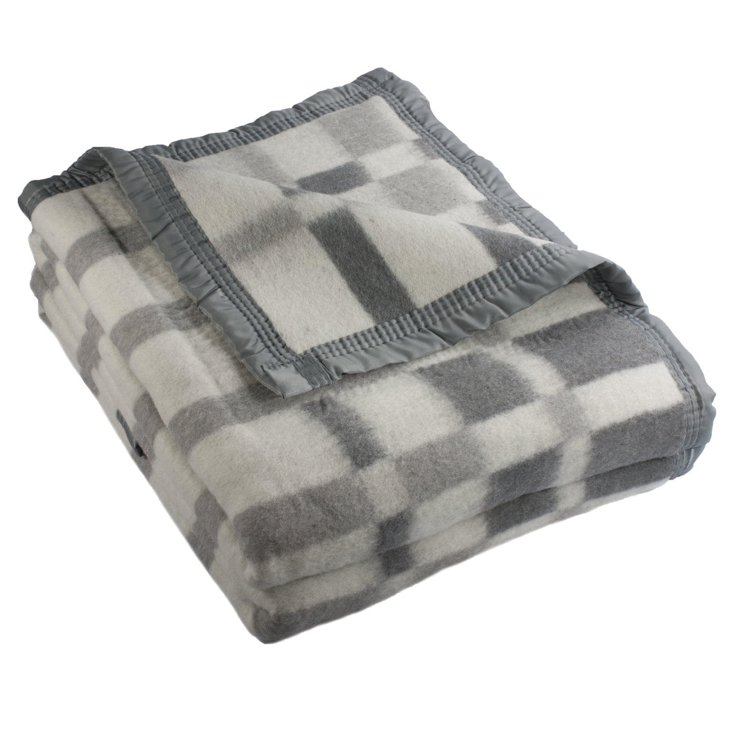 Andes - Frazadda 50% Lana Cuadros Gris 2 Plazas