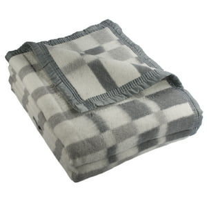 Andes - Frazadda 50% Lana Cuadros Gris 2 Plazas