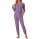 thumbnail image 1 of Conjunto de Salón para Mujeres INSPIRE CHIC Sudadera de Manga Larga con Cuello Redondo y Pantalones Jogger con Cintura Elástica Conjunto de 2 Piezas 2XL Púrpura, 1 of 5
