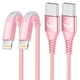 thumbnail image 1 of Cable de carga Aioneus para iPhone, paquete de 2, 6 pies, nailon trenzado, rosa, 1 of 7