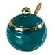 thumbnail image 3 of Azucarero de cerámica, recipiente para sal, caja moderna, caja de cocina, bote para condimentos, tarro para condimentos para encimera de cocina casera Redondo Verde Oscuro, 3 of 5
