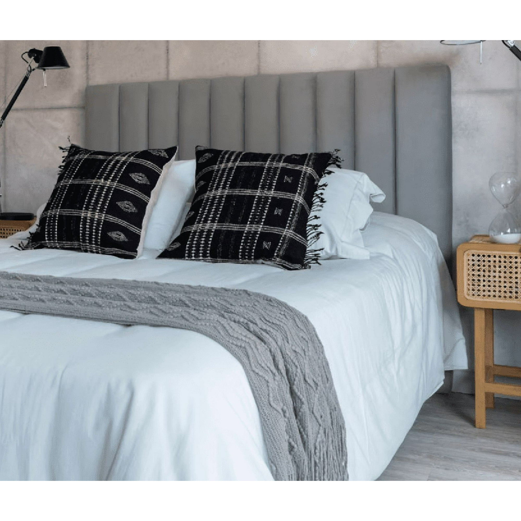 Kerabaalshop - Respaldo Tubular Al Piso Lino Gris Claro 1 Plaza