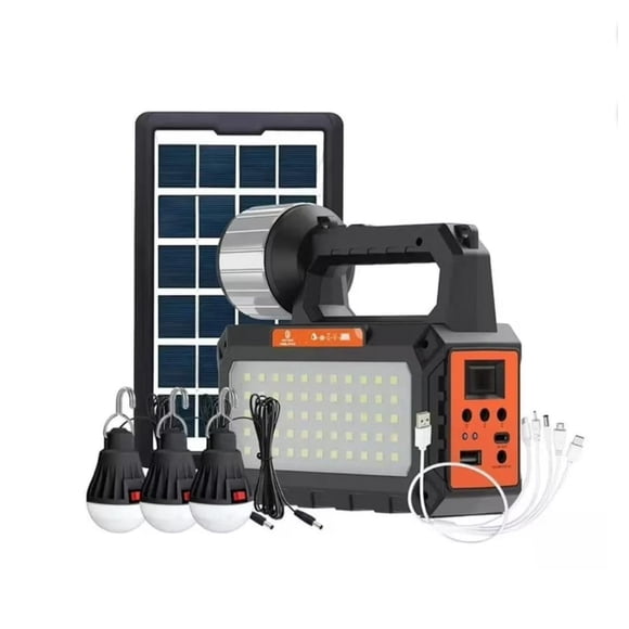 Kit Solar De Emergencia + Radio + Linterna + 3 Ampolletas + USB