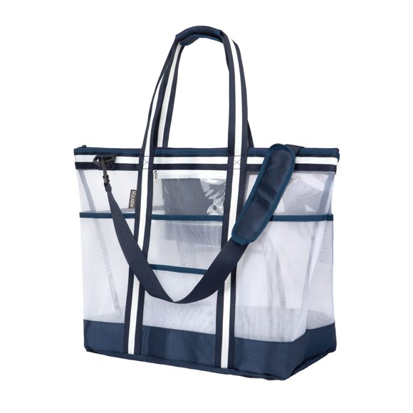 Bolso Tote Vulken 42L Malla Azul Marino y Blanco 53x41x19 cm 9 Bolsillos