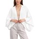 thumbnail image 1 of Cárdigan de Lino para Mujer Primavera Verano 3/4 Mangas Abiertas Frente Suelto Cubiertas Ligeras M Blanco, 1 of 6