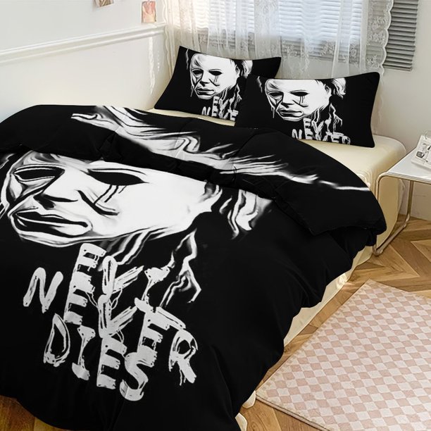 Michael Myers Print Bedding Set Pattern Duvet Cove Set 3 Pieces 1 Quilt Cover And 2 Pillowcases for Women Men Teens