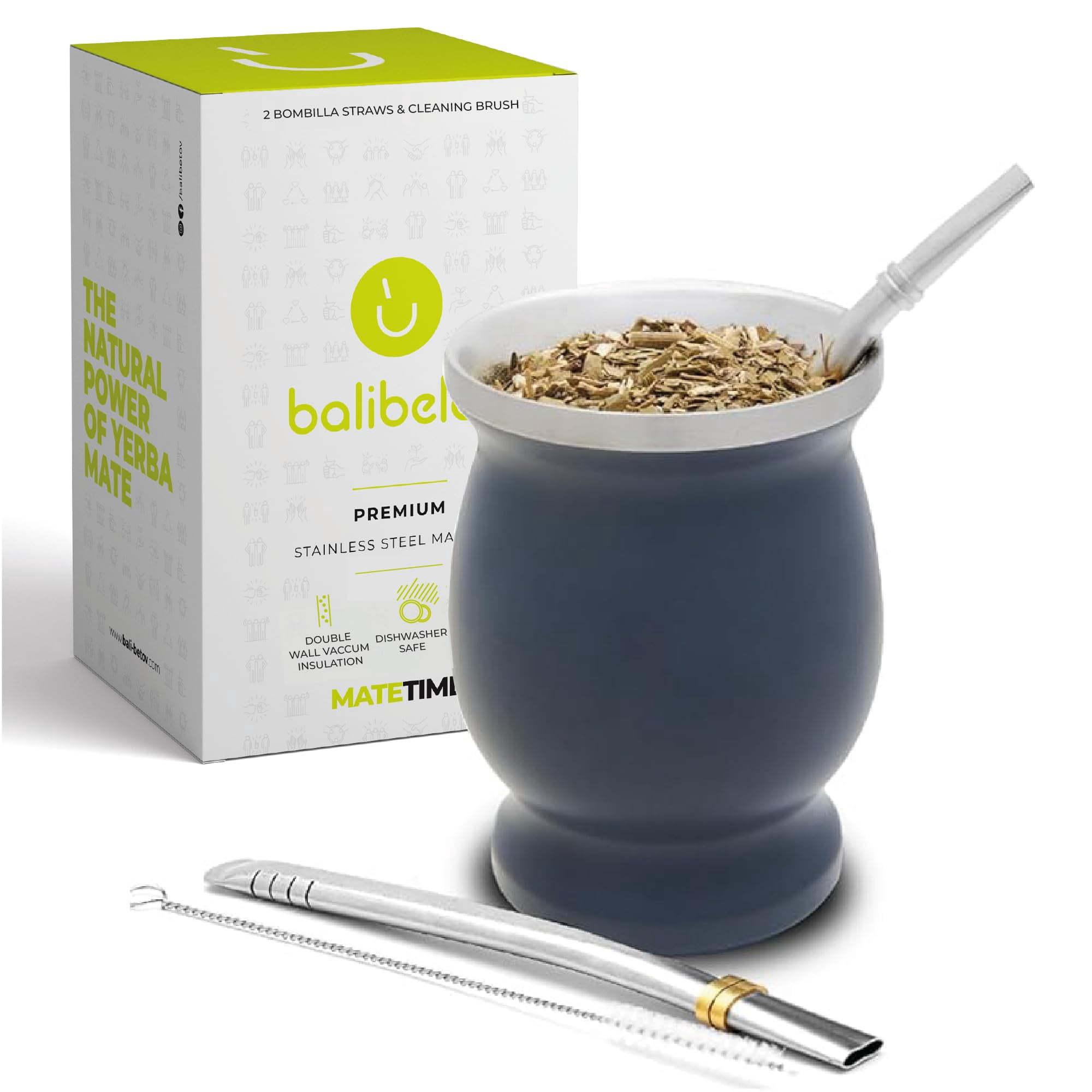 Set De Mate Con Calabaza Balibetov De Acero Inoxidable De Pared Doble