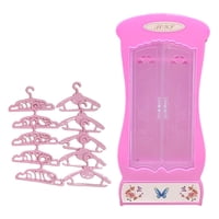 Magideal - Mini Modelo De Vestuario Muebles De La Casa Miniatura Decoración Multifunción Decoración Gabinete De Casa De Muñecas Para Regalos Diseño De La Escena Rosa Con Perchas