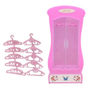 Magideal - Mini Modelo De Vestuario Muebles De La Casa Miniatura Decoración Multifunción Decoración Gabinete De Casa De Muñecas Para Regalos Diseño De La Escena Rosa Con Perchas