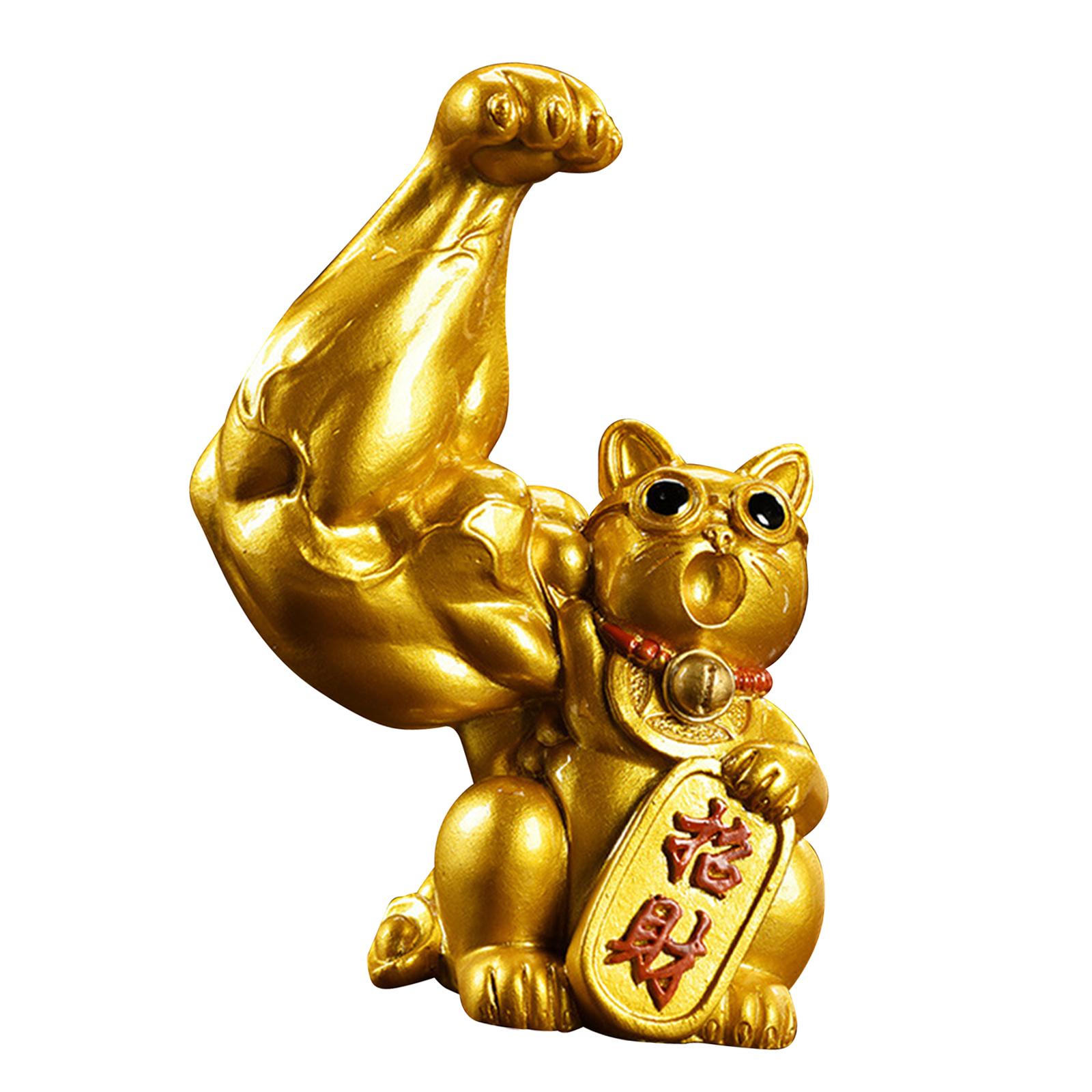 Magideal - Estatuilla De Brazo De Músculo Grande Escultura De Estatua De Feng Shui, Bienvenida De Escritorio, De Resina Para Exhibición De Decoración De , Derecho Regular A-Oro Derecho