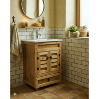 Modern Space - Mueble Vanitorio 50X40 Cm Rustico Con Lavamanos Y Grifería ¡Listo Para Instalar!