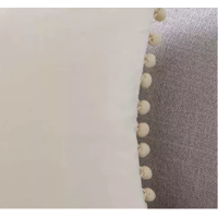 Genérico - Pack De 2 Fundas De Cojines Terciopelo Con Pompones 45X45 Cm Crema