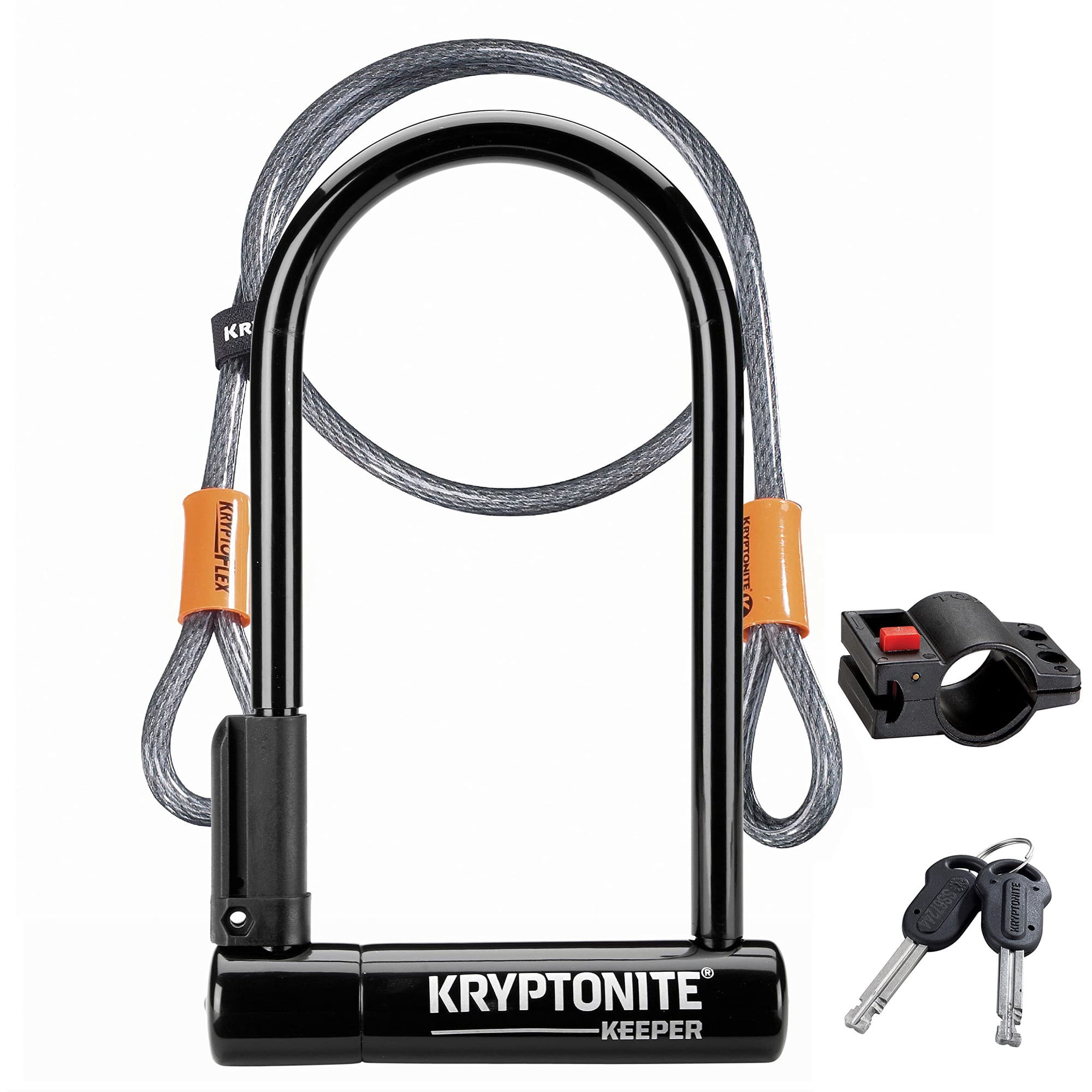 Bicicleta U-Lock Kryptonite Keeper estándar con cable de acero negro ...
