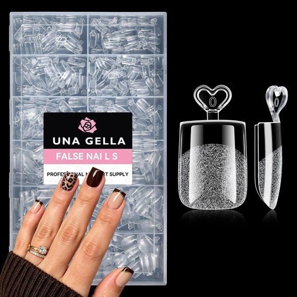 UNA GELLA Extra Short Square Nail Tips, 504PCS Sharp Square