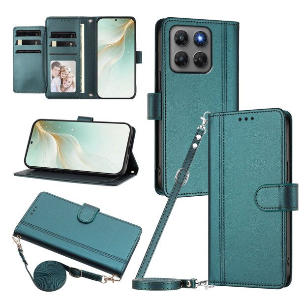 Funda Tipo Libro para Motorola Moto G47, Tapa con Imán, Verde Oscuro