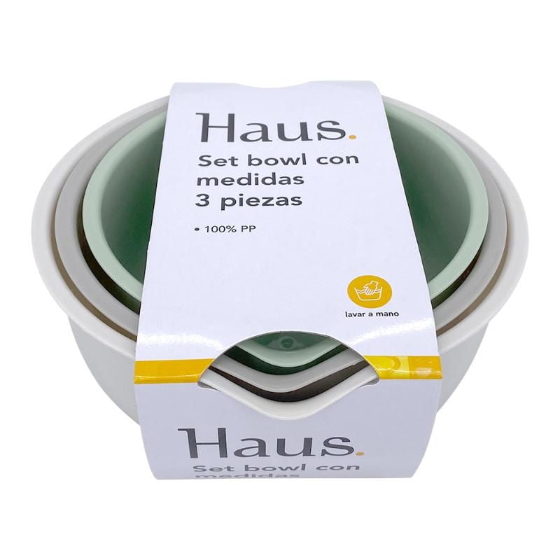 Haus - Set 3 Bowl Plásticos Para Mezclar Multicolor