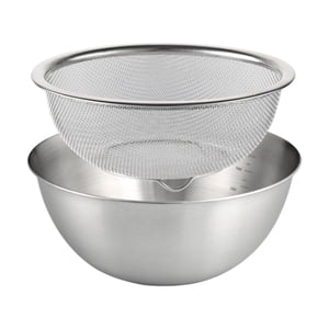 Bothyi - Colador Microporoso De Acero Inoxidable 304 De 2 Piezas Con Tazón Para Mezclar Frutas 24 Cm