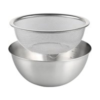 Bothyi - Colador Microporoso De Acero Inoxidable 304 De 2 Piezas Con Tazón Para Mezclar Frutas 24 Cm