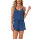 thumbnail image 1 of INSPIRE CHIC Pijamas para Mujer Conjunto de Pijama de Rayón con Encaje Camiseta de Tirantes con Pantalones Cortos Ropa de Dormir con Tirantes Ajustables L Azul Marino, 1 of 6