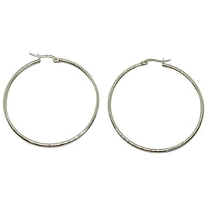 Elbauldejuma - Argollas Clásicas Hoop Plateadas 45 Mm Hipoalergénicas