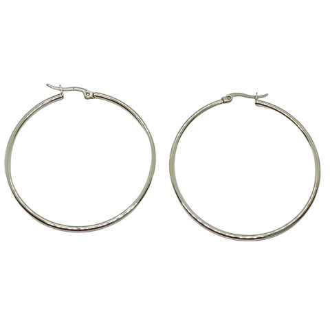 Elbauldejuma - Argollas Clásicas Hoop Plateadas 45 Mm Hipoalergénicas