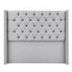 thumbnail image 1 of Respaldo de cama King capitoné con brazos y tachas lino gris claro, 1 of 3