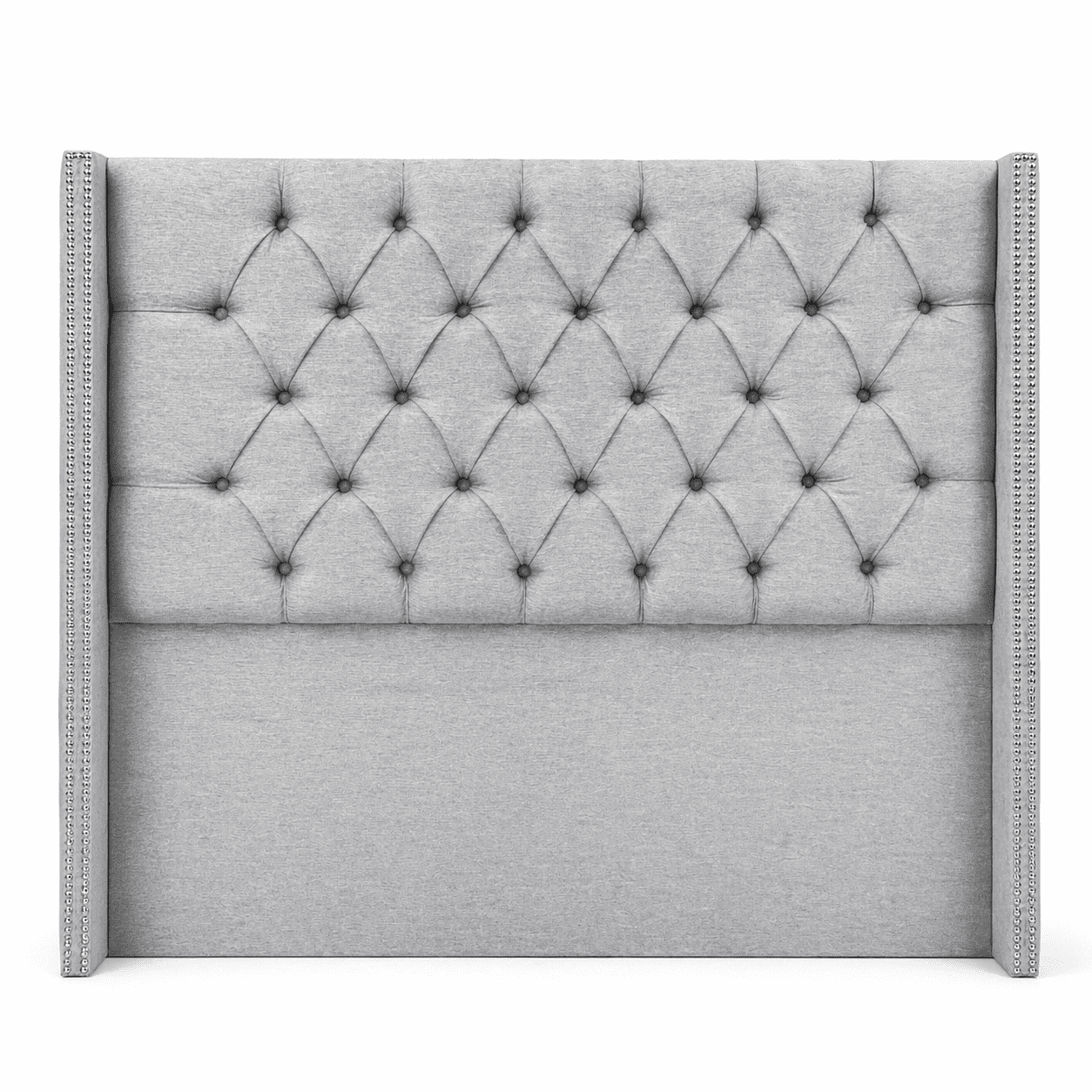 House Decor Fd - Respaldo De Cama King Capitoné Con Brazos Y Tachas Lino Gris Claro