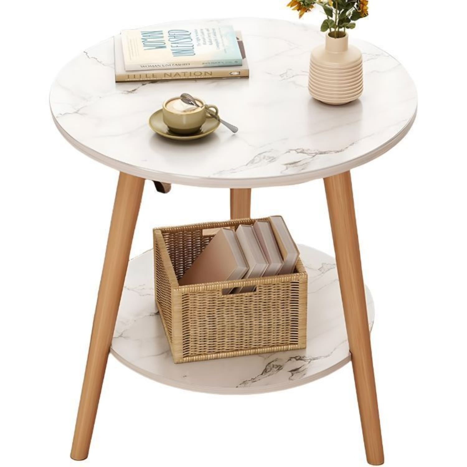 Crusec - Mesa De Centro Con Diseño Nórdico 60x60x52cm