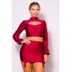 thumbnail image 1 of Conjunto De Blusa De Cuello Alto Con Abertura Frontal Y Manga Larga Abullonada Y Minifalda Con Liga Fruncida En Los Laterales, 1 of 5