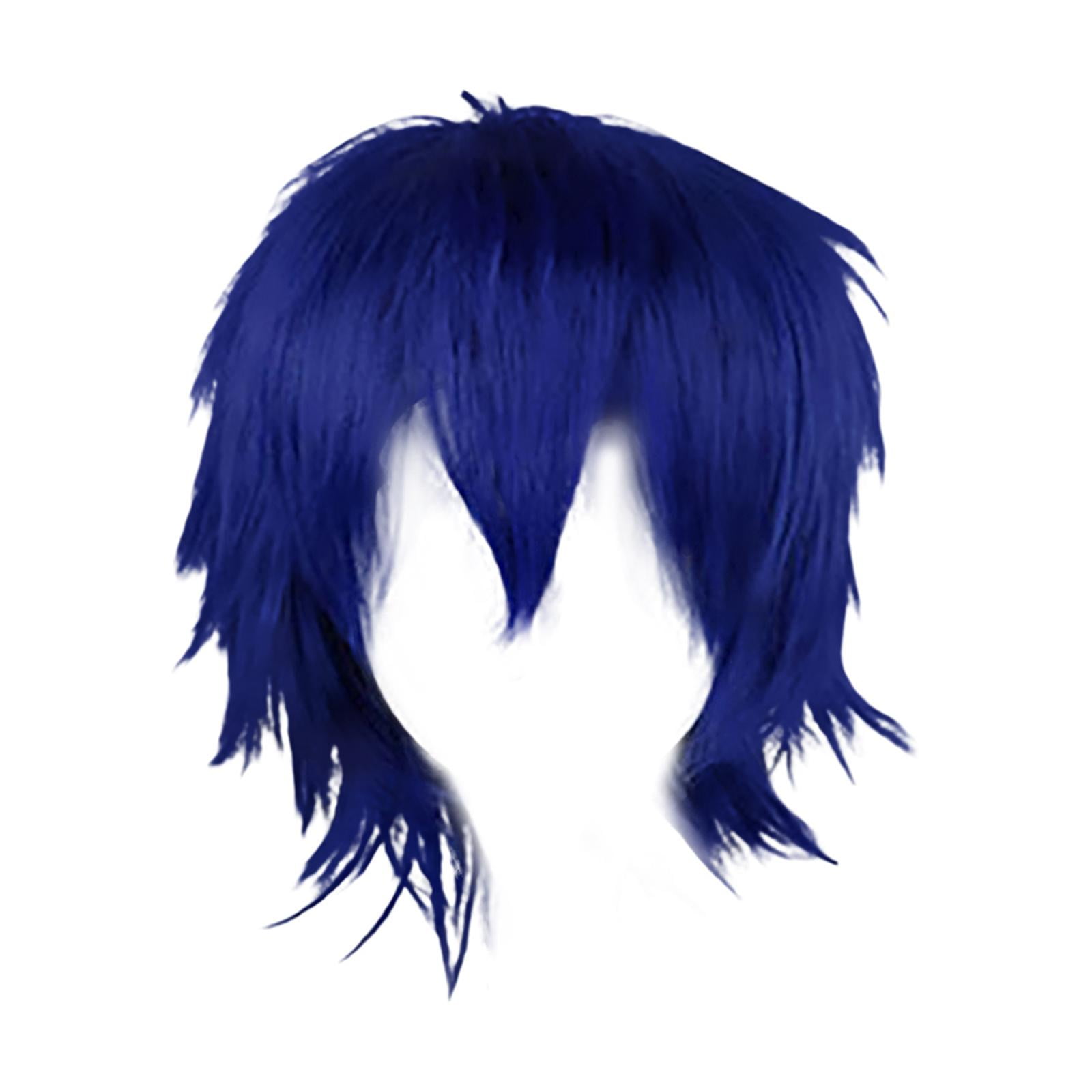 Ioensy - Cosplay Peluca Corta Resistente Al Calor Spiky Para Disfraz Hombres Cosplayer Azul