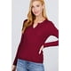 thumbnail image 3 of Saronite Suéter de Manga Larga con Cuello Henley de Viscosa Acanalada Básica, Color Vino (para Mujer), 3 of 3