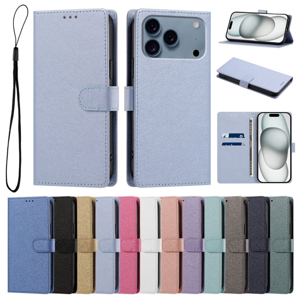 Cartera Funda para iPhone 18 Pro Carga Inalámbrica, Azul Cielo