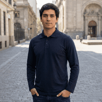 T-World - Polera Polo Dryfresh Hombre Manga Larga Secado Rápido Azul